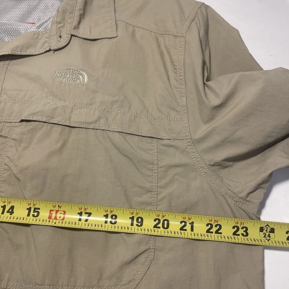 The North Face Men Performance Brown XL Button Shirt Fishing Hiking Vented Nylon